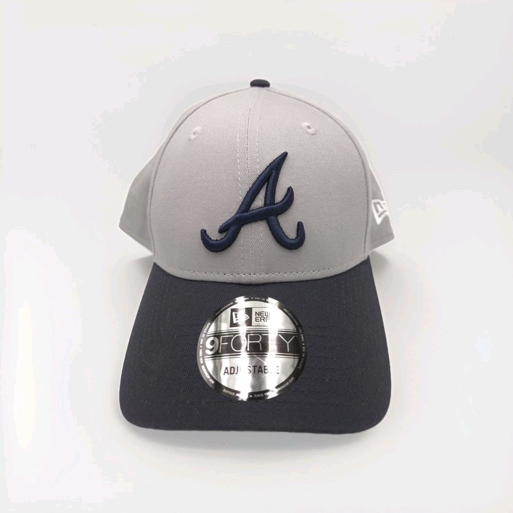 Atlanta Braves New Era 9Forty Mens Gray/Navy Adjustable Snapback Hat